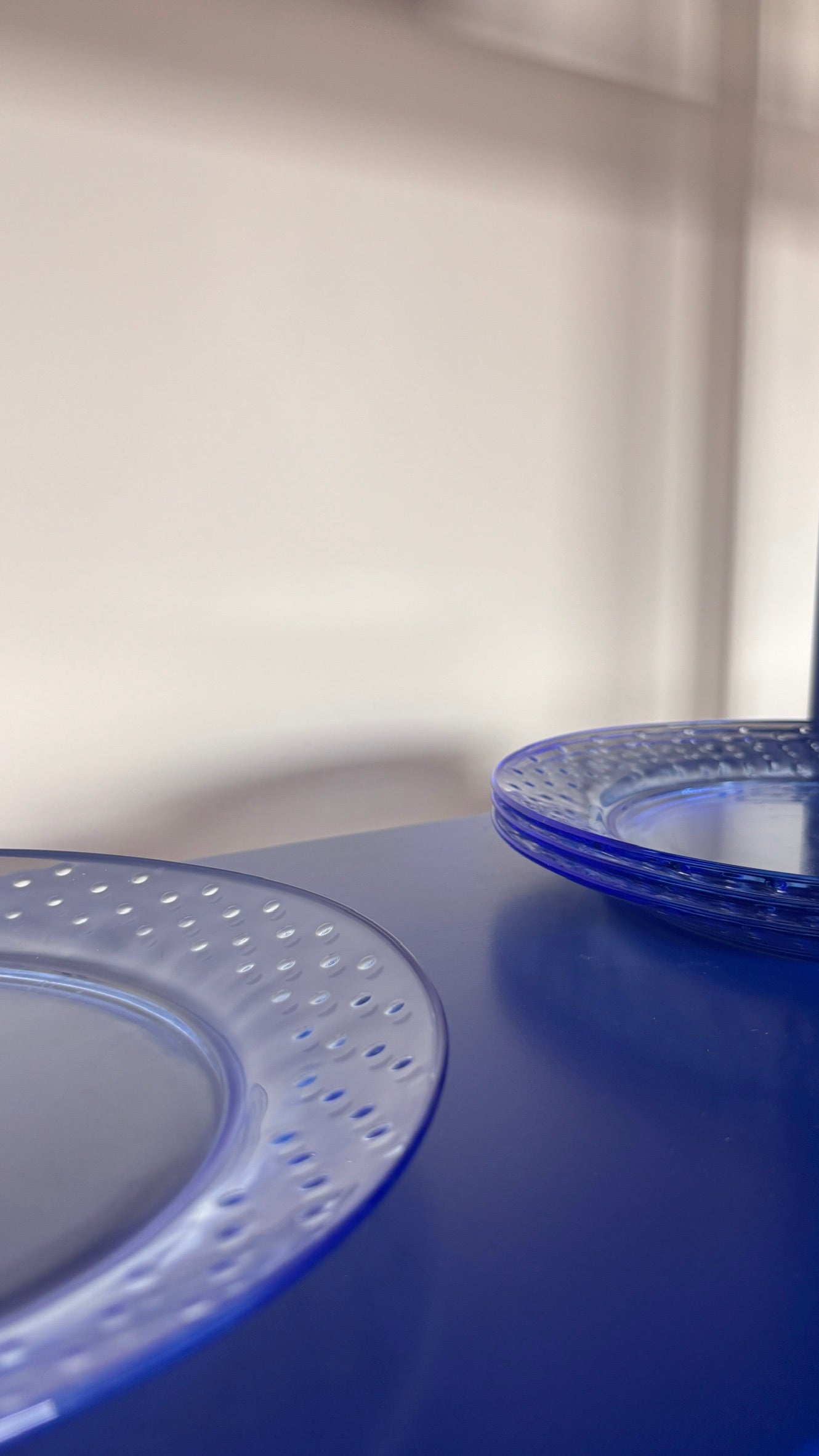 BLUE GLASS PLATES - set of 4