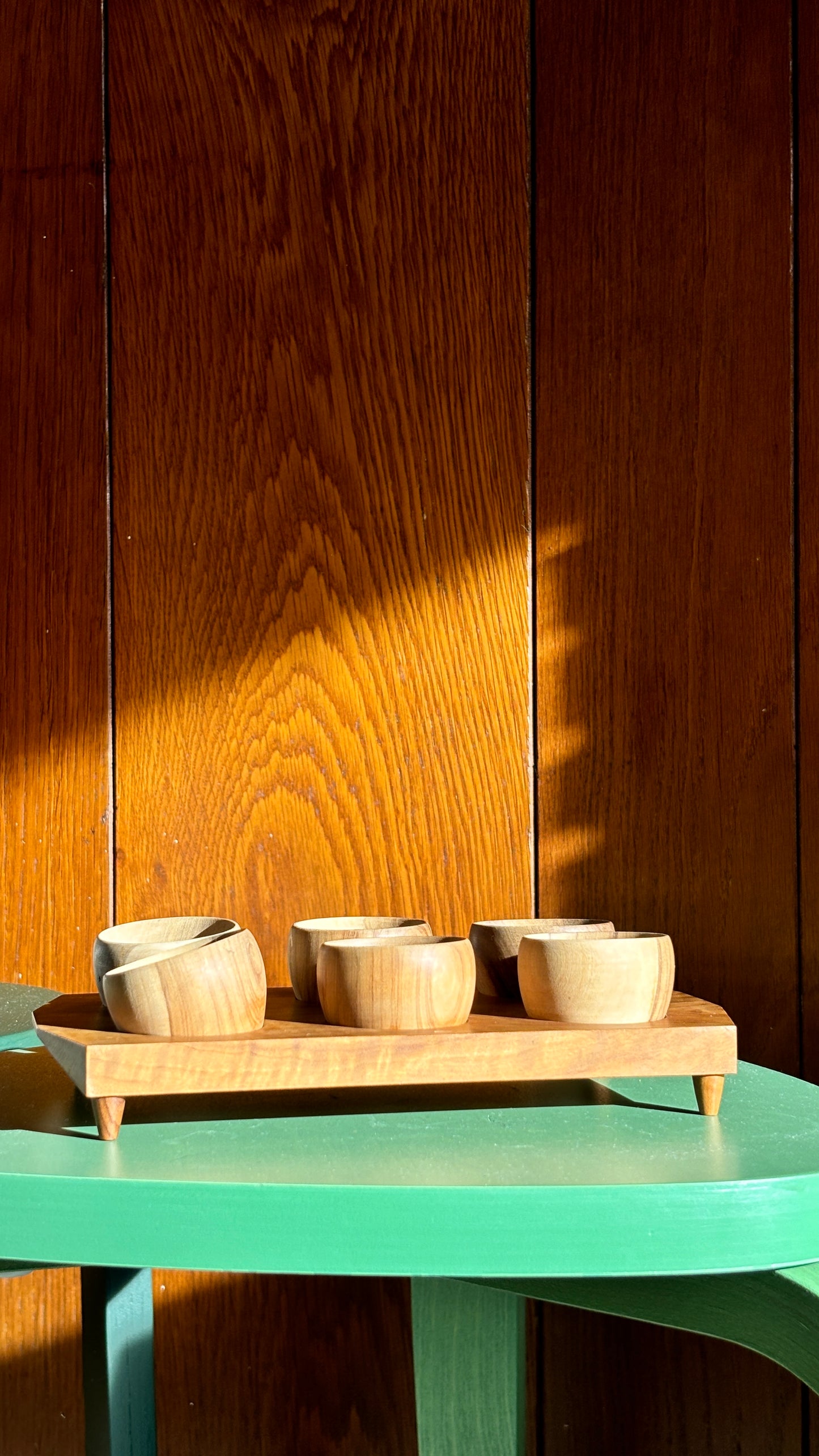 CHERRY WOOD EGG CUPS SET