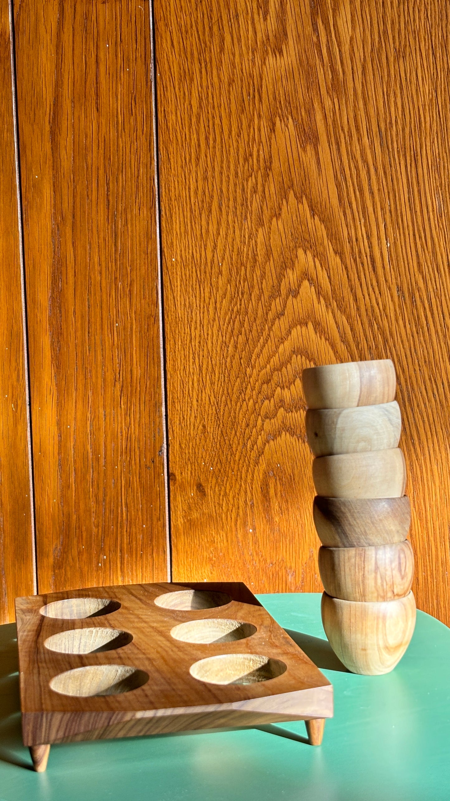 CHERRY WOOD EGG CUPS SET