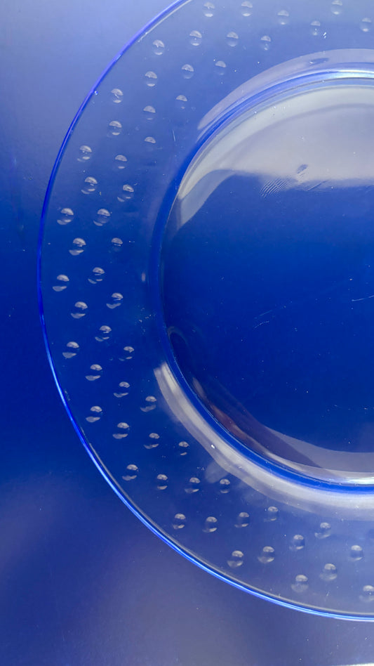 BLUE GLASS PLATES - set of 4
