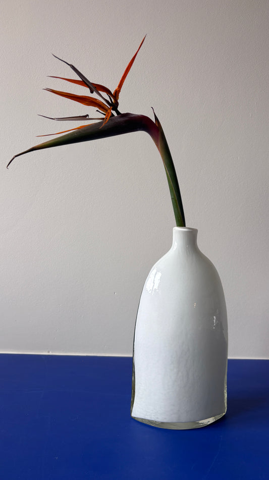 WHITE SHAPED GLASS VASE