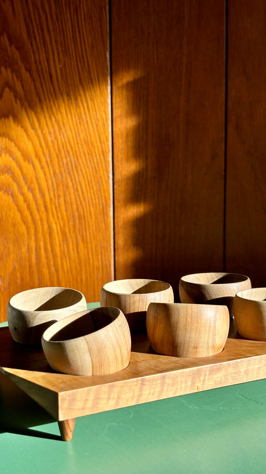CHERRY WOOD EGG CUPS SET
